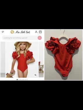 Blooming Rose Sleeve Red One Piece Swimsuit